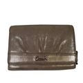 Coach Women's Beige Metallic Leather Pleated Tri-Fold Clutch Wallet