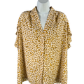Calvin Klein Women's Yellow Floral Short Flutter Sleeve Blouse - 2X Plus