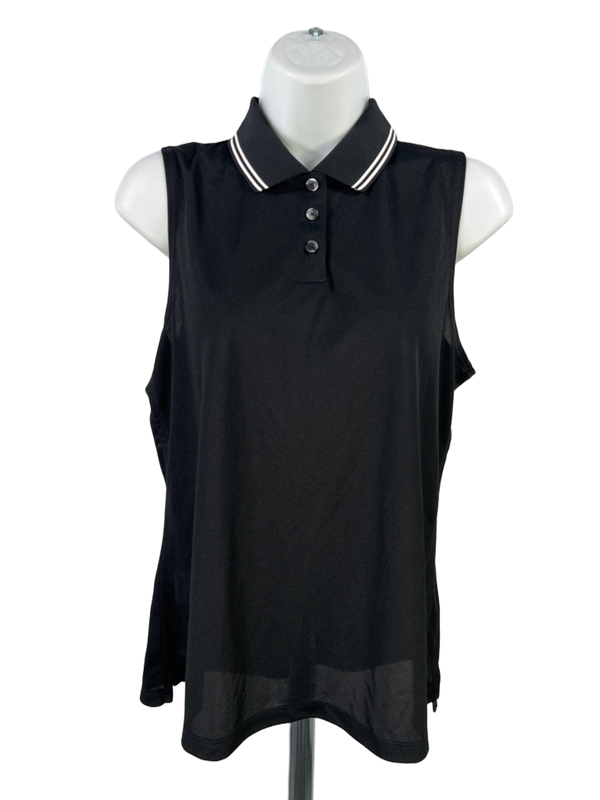 Nike Women's Black Dri-Fit Victory Sleeveless Golf Polo - M