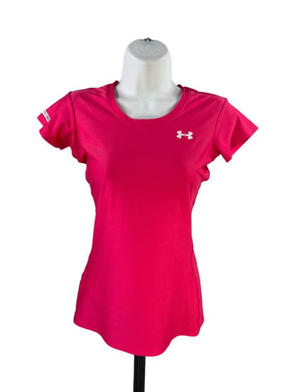 Under Armour Women's Pink Heatgear Fitted Short Sleeve Athletic Shirt - XS