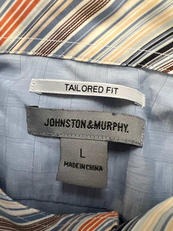 Johnston & Murphy Men's Blue Tailored Fit Long Sleeve Button Up Shirt - L image 3