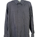 John W. Nordstrom Men's Blue Striped Long Sleeve Button Up Shirt - XXL
