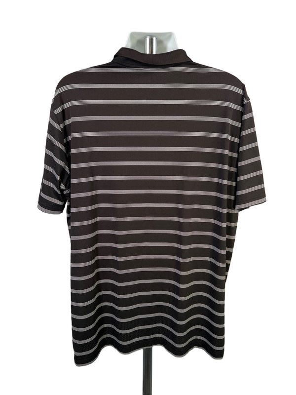 Callaway Men's Black/White Striped Perforated Short Sleeve Golf Polo Shirt - XL image 2