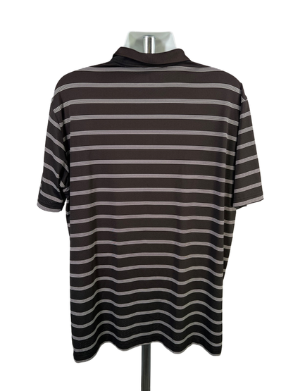 Callaway Men's Black/White Striped Perforated Short Sleeve Golf Polo Shirt - XL image 2