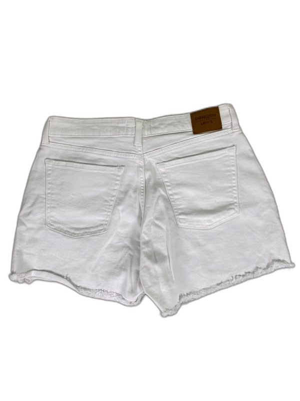 Levi's Women's White Denizen Distressed High Rise Denim Shorts - 12 image 2