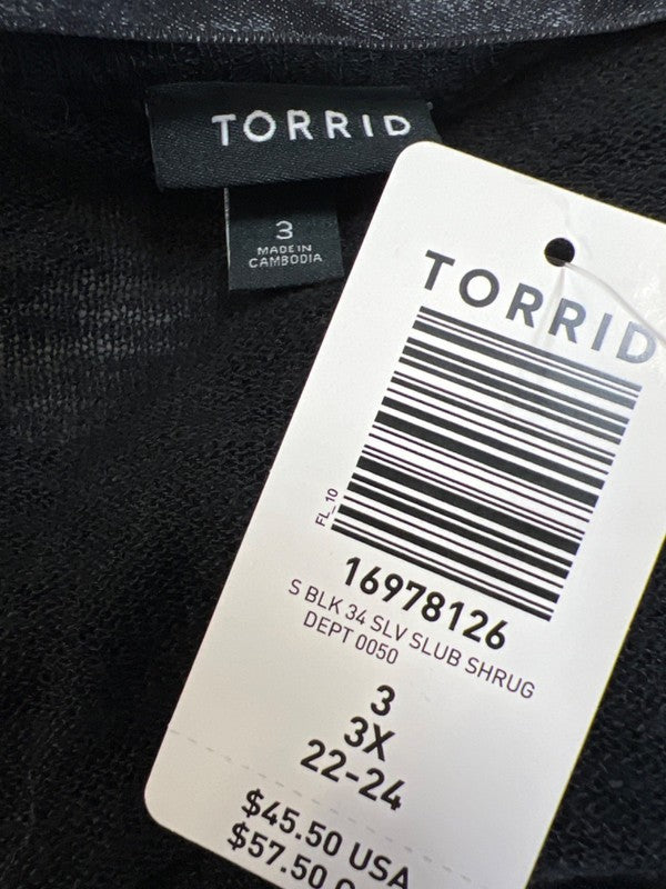 Torrid Women's Black Knit Long Sleeve Shrug Lightweight Sweater - Plus 3X image 3