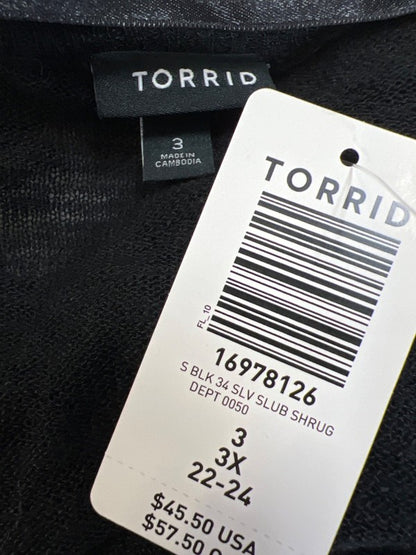 Torrid Women's Black Knit Long Sleeve Shrug Lightweight Sweater - Plus 3X image 3