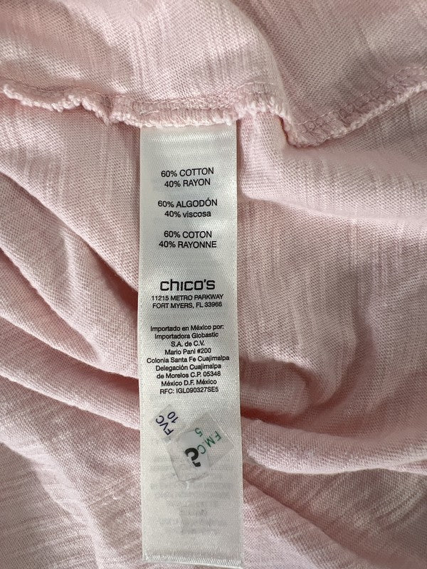 Chico’s Women’s Pink 1/2 Sleeve V-Neck T-Shirt - 1/US M image 4