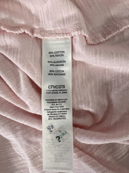Chico’s Women’s Pink 1/2 Sleeve V-Neck T-Shirt - 1/US M image 4
