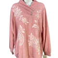 Alfred Dunner Women's Pink Plush Embroidered Pullover Sweater - Plus 1X