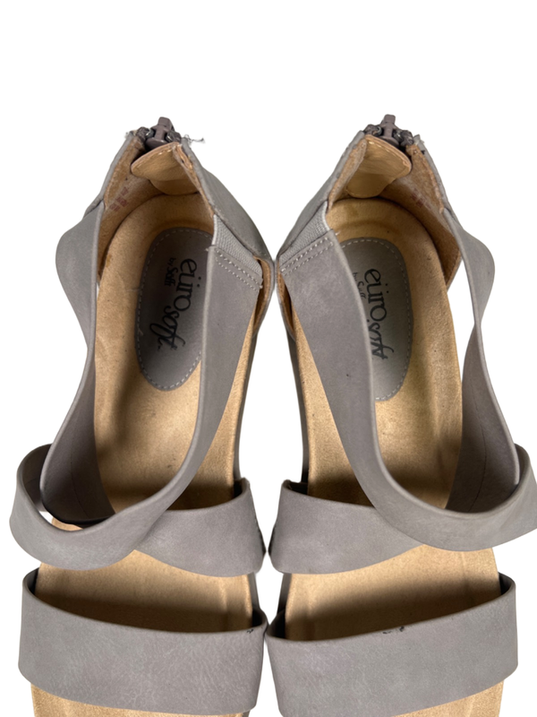 Euro Soft by Sofft Women's Gray Ankle Strap Open Toe Low Wedge Sandals - 8.5 image 3