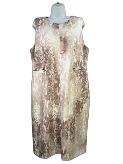 Calvin Klein Women's Beige Snake Print Sleeveless Sheath Dress - 14W