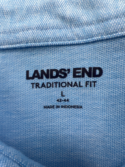 Lands End Men's Blue Traditional Fit Long Sleeve Button Up Shirt - L image 3