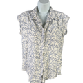 Jachs Girlfriend Women's Blue/White Floral Sleeveless Button Up Blouse - S