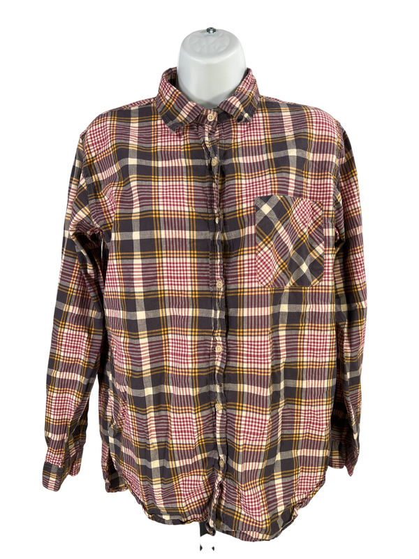 Denim and Supply Ralph Lauren Women's Gray Plaid Lightweight Button Up Shirt - M