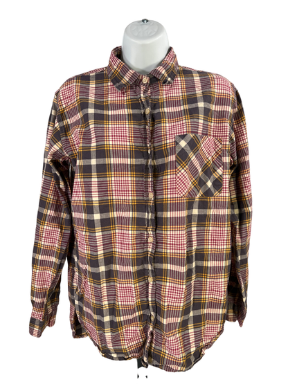 Denim and Supply Ralph Lauren Women's Gray Plaid Lightweight Button Up Shirt - M
