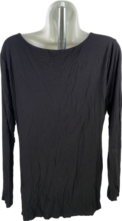 White House Black Market Womens Black Long Sleeve V-Neck Pleated Front Blouse -L image 2