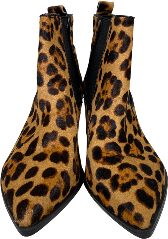Nine West Women’s Brown Leopard Print Honor Cow Hair Chelsea Boots - 6 image 2