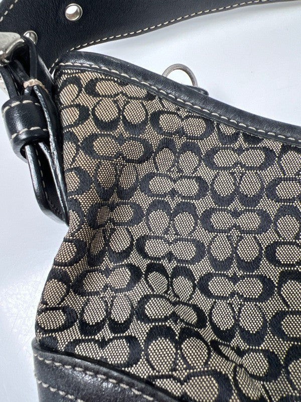 Coach Women's Black/Tan Leather Canvas Jacquard Mini Soho Hobo Shoulder Purse image 8