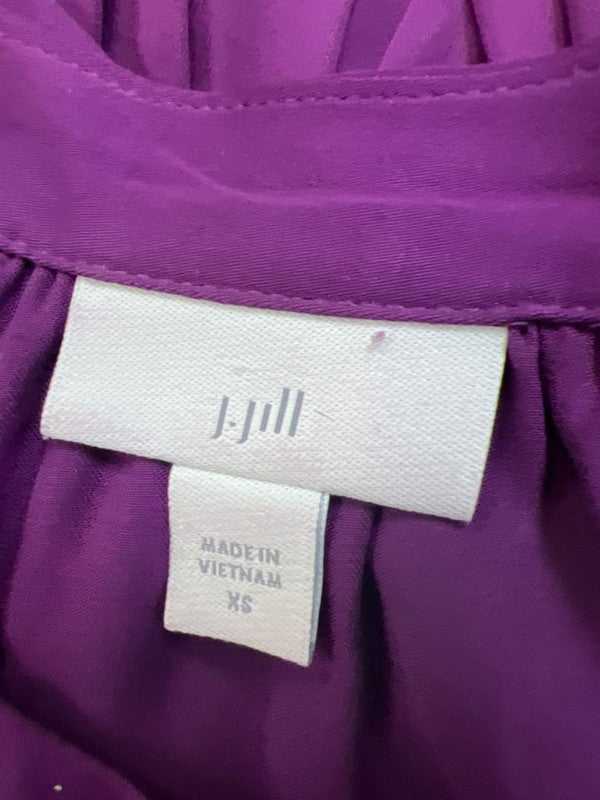 J Jill Women's Purple Cinched Waist Short Sleeve Button Up Blouse - XS image 3