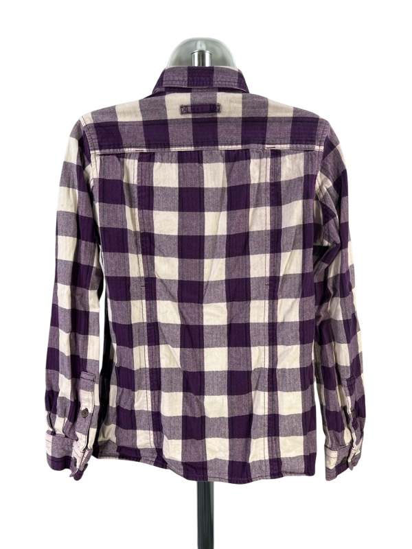 Duluth Trading Women's Purple/White Plaid Button Up Flannel Shirt - XS image 2