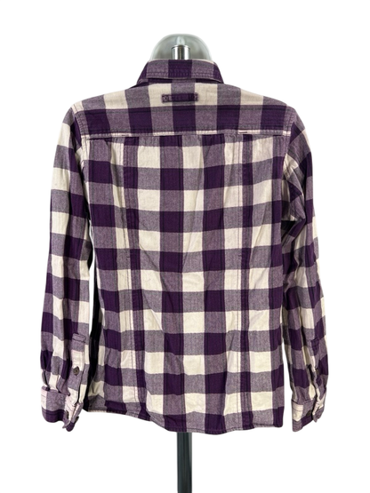 Duluth Trading Women's Purple/White Plaid Button Up Flannel Shirt - XS image 2