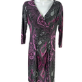 Evan Picone Women's Purple Paisley Floral 3/4 Sleeve Faux Wrap Dress - 6
