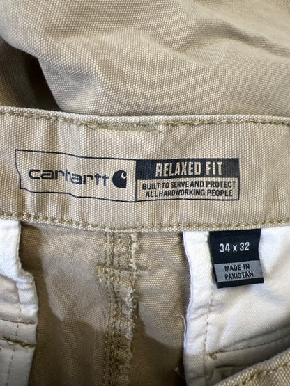 Carhartt Men's Tan Relaxed Fit Cargo Work Pants - 34x32 image 3