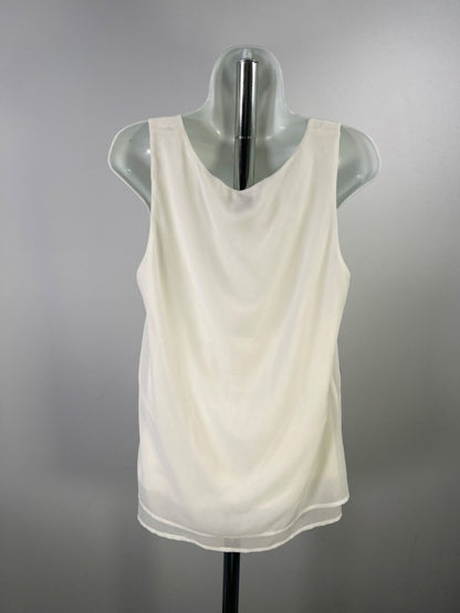 White House Black Market Women's White Layered Sleeveless Blouse - M image 2