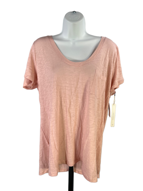 Caslon Women's Pink Lightweight Scoop Neck Short Sleeve Tee Shirt - XL
