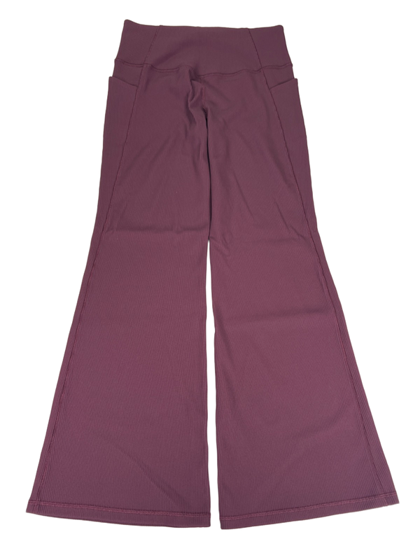 Athleta Women's Purple Ribbed Pull On Flare Athletic Leggings - L image 2