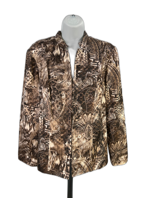 Chico's Women's Brown Silk Long Sleeve Light Weight Jacket - 2/US L