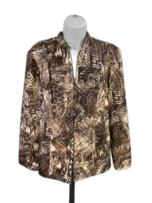 Chico's Women's Brown Silk Long Sleeve Light Weight Jacket - 2/US L