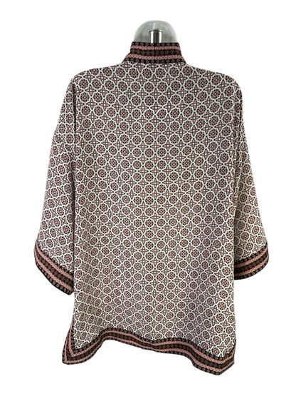Max Studio Women's Blue/White 3/4 Loose Sleeve Kimono Blouse - M image 2