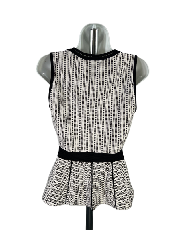 White House Black Market Women's White Sleeveless Peplum Blouse - XS image 2