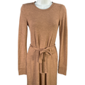 Abercrombie & Fitch Women's Brown Tie Waist Long Sleeve Mini Dress - XS Tall
