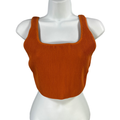 Babaton Women's Orange Ribbed Crop Tank Top - M