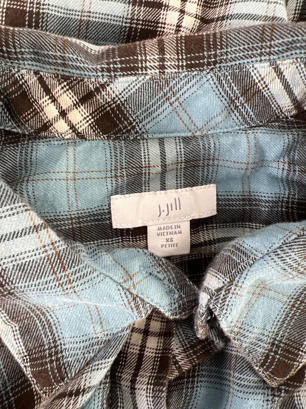 J.Jill Women’s Blue/Brown Long Sleeve Button Up Shirt - XS Petite image 3
