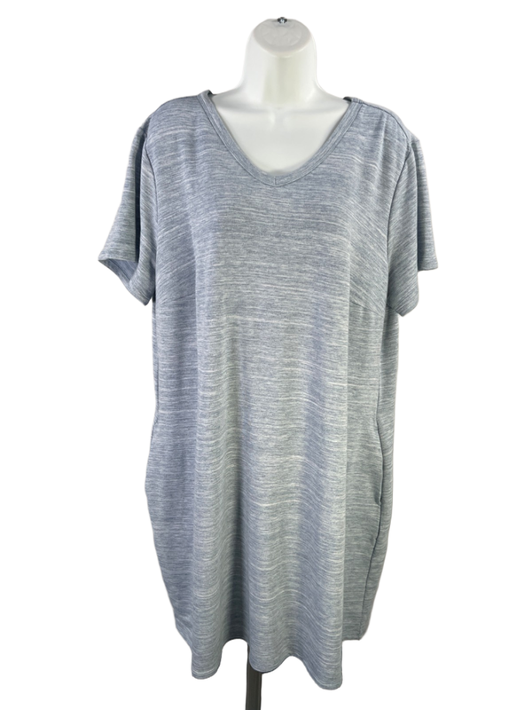 32 Degrees Cool Women's Blue V Neck Short Sleeve Mini Tee Shirt Dress - XXL