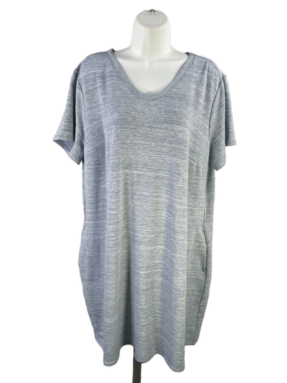32 Degrees Cool Women's Blue V Neck Short Sleeve Mini Tee Shirt Dress - XXL