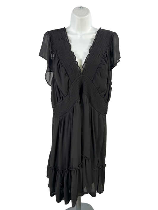 Torrid Women's Black Ruffle Chiffon Smocked Waist Tiered Mini Dress - 3 Plus