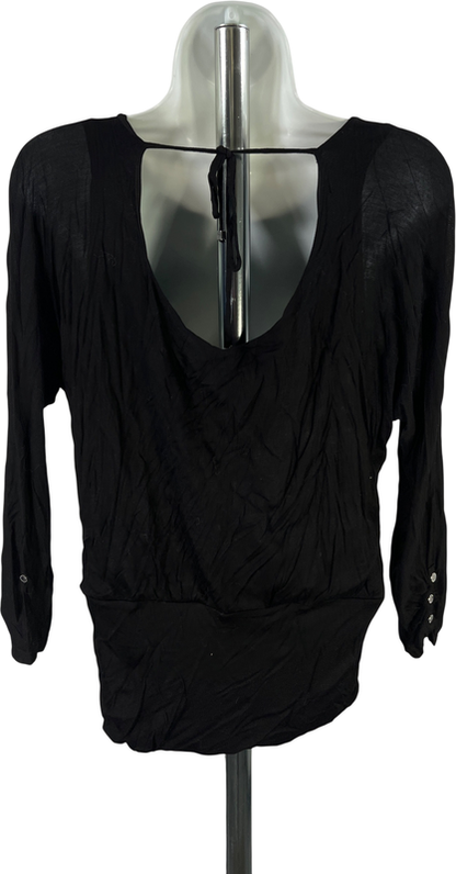 White House Black Market Women’s Black Long Sleeve Tie Back Shirt - M image 2