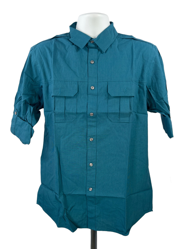 Apt 9 Men's Blue Long Roll Sleeve Button Up Shirt - M