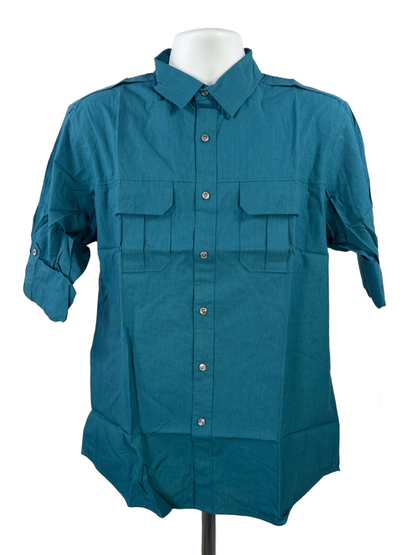 Apt 9 Men's Blue Long Roll Sleeve Button Up Shirt - M