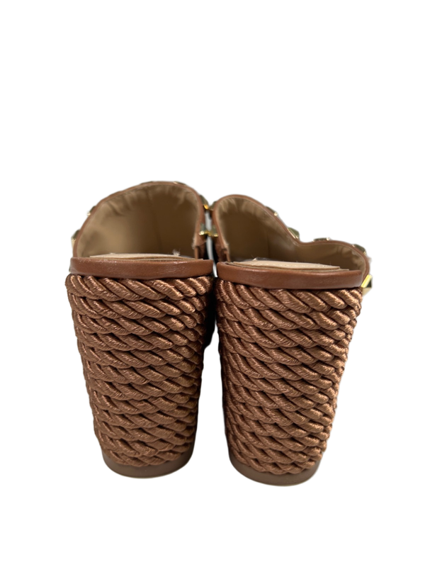 White House Black Market Women's Brown Studded Espadrille Wedge Sandals - 7.5 image 4