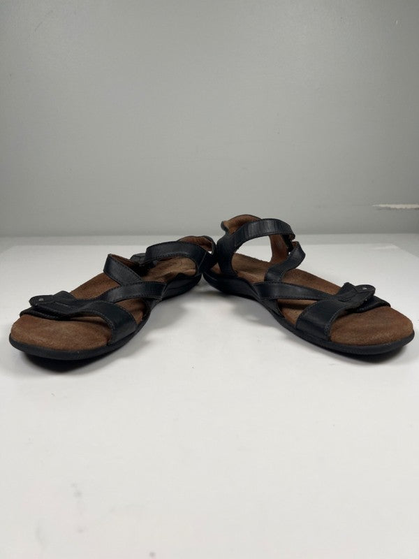 Taos Women's Black Leather Big Time Strappy Sandals - 9 image 6