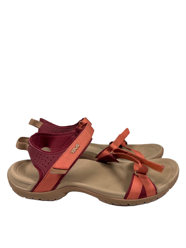 Teva Women's Tan/Orange Verra Slingback Strappy Hiking Sandals - 9