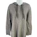 Chico's Women's Gray Rhinestone Long Sleeve Pullover Hoodie Sweatshirt - 3/US XL