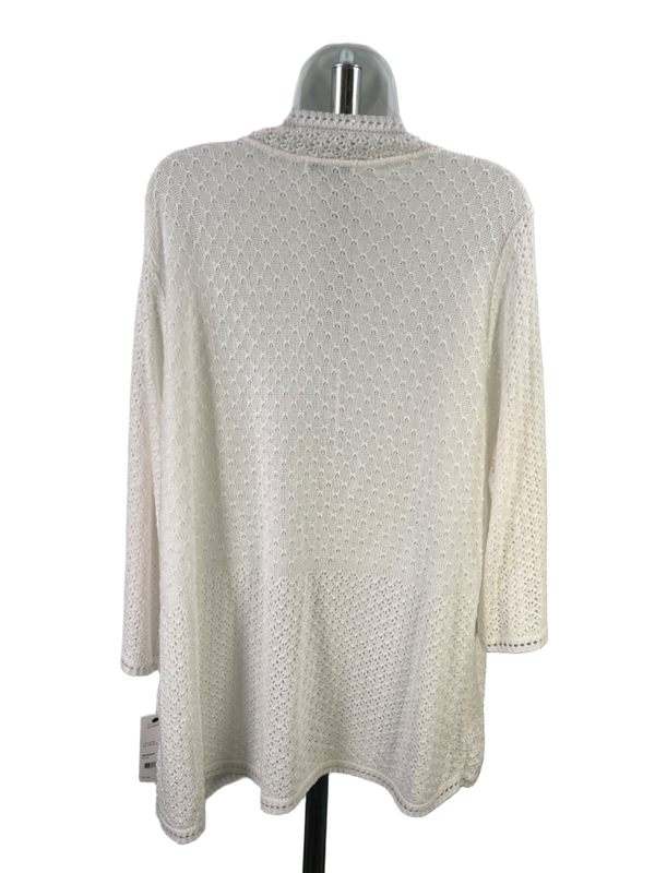 Notations Women's White Knit Open Front Sheer 3/4 Sleeve Cardigan - 3X Plus image 2