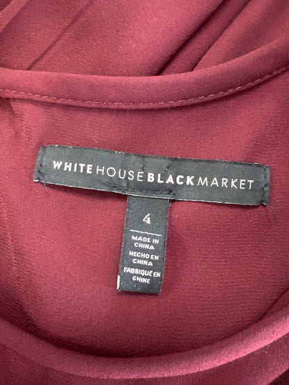 White House Black Market Burgundy Back Keyhole Long Sleeve Blouse - 4 image 3